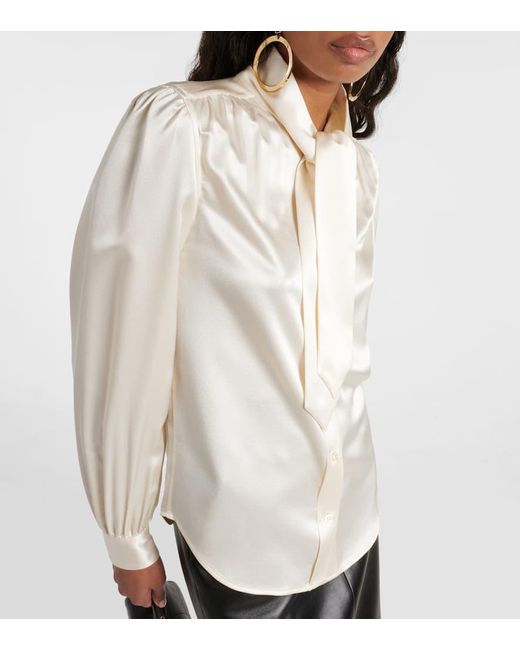 Blusa in raso di seta di Saint Laurent in White