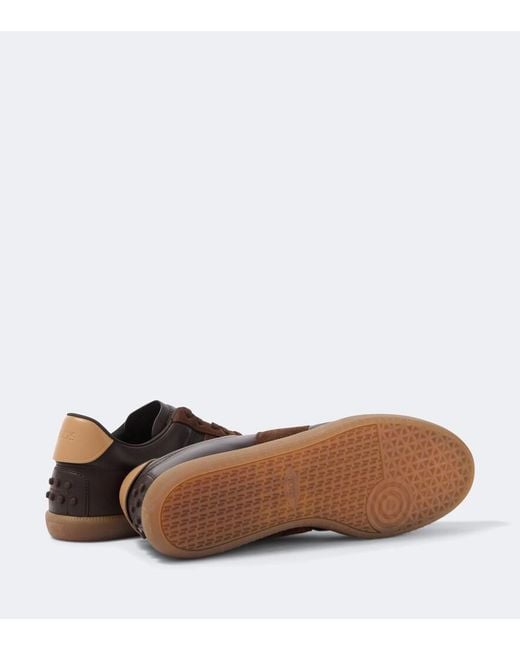 Tod's Brown Leather And Suede Sneakers for men