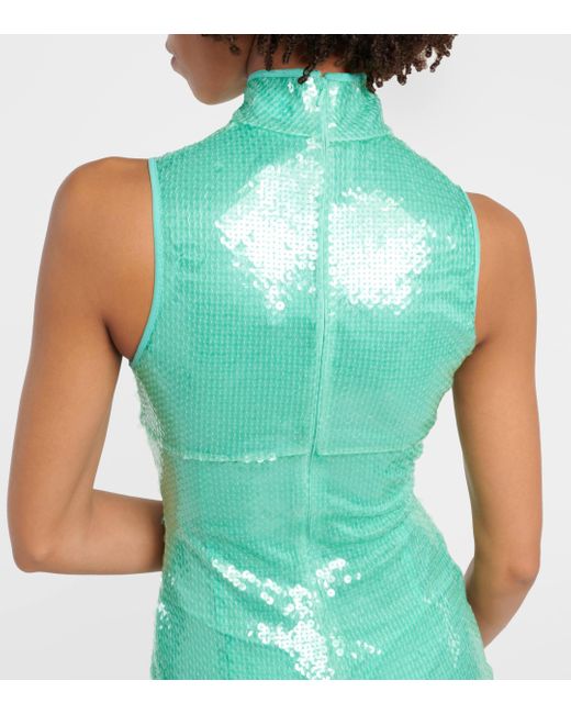 David Koma Green Halterneck Sequined Gown
