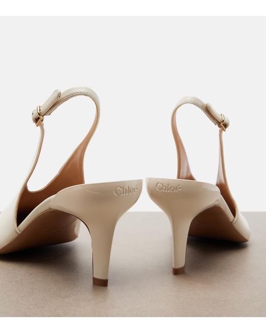 Chloé White Suzie Leather Slingback Pumps
