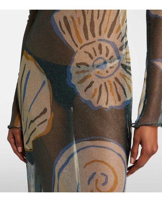 Cala De La Cruz Gray Ursa Printed Sheer Beach Dress
