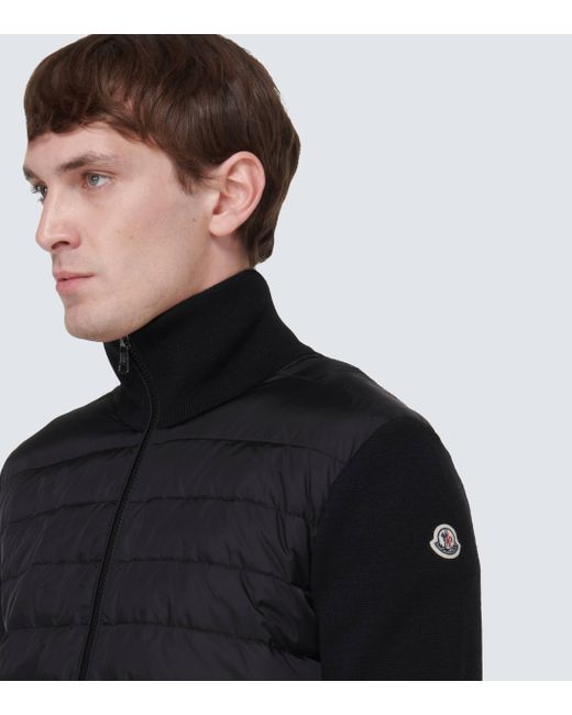 Moncler Black Down-paneled Knit Jacket for men