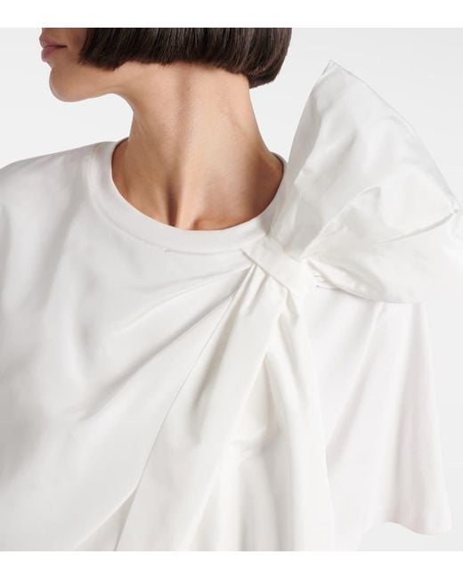 Max Mara White Colle Bow-Detail Cotton Jersey T-Shirt