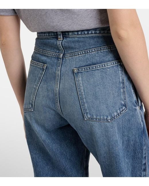 J.W. Anderson Blue Bestickte High-Rise Straight Jeans