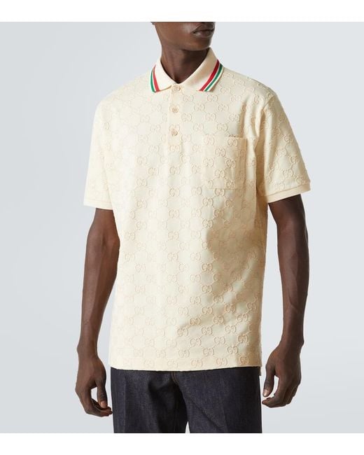 Polo De Piqué De Algodón Con Gg, Talla Gucci de hombre de color Natural
