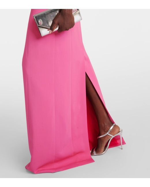 Oscar de la Renta Pink Off-shoulder Cady Gown