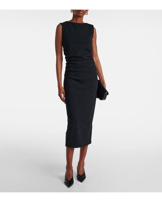 Veronica Beard Black Charissa High-Neck Midi Dress