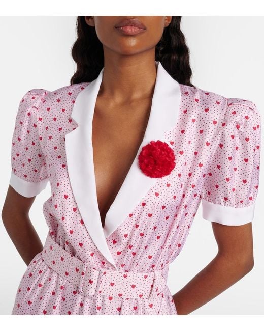 Rodarte Pink Printed Silk Twill Minidress