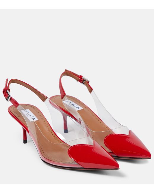 Alaïa Le Cour Leather And Pu Slingback Pumps in Red | Lyst Canada