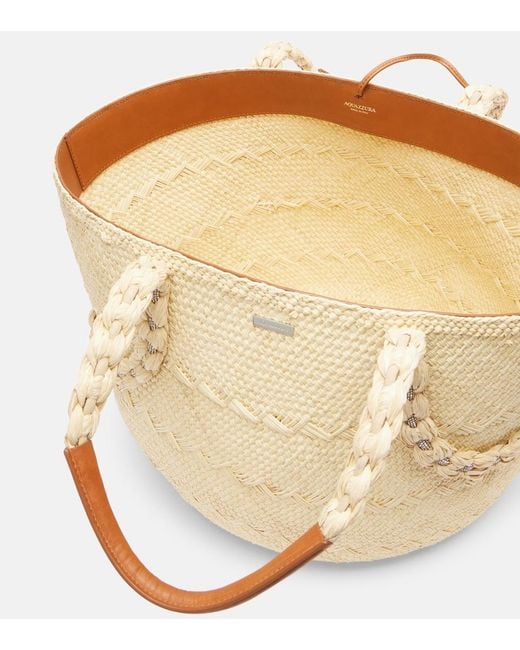 Aquazzura Natural Isla Raffia Tote Bag