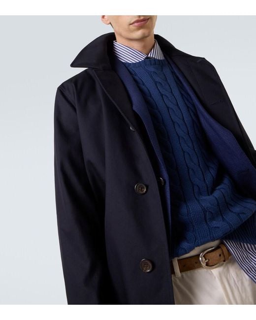 Polo Ralph Lauren Blue Cotton Twill Car Coat for men