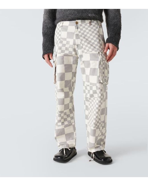 ERL White Printed Cotton Cargo Pants for men
