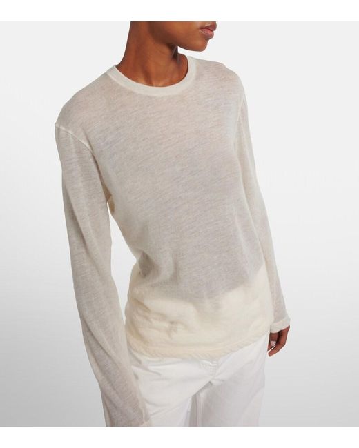 The Row White Amia Cashmere Sweater