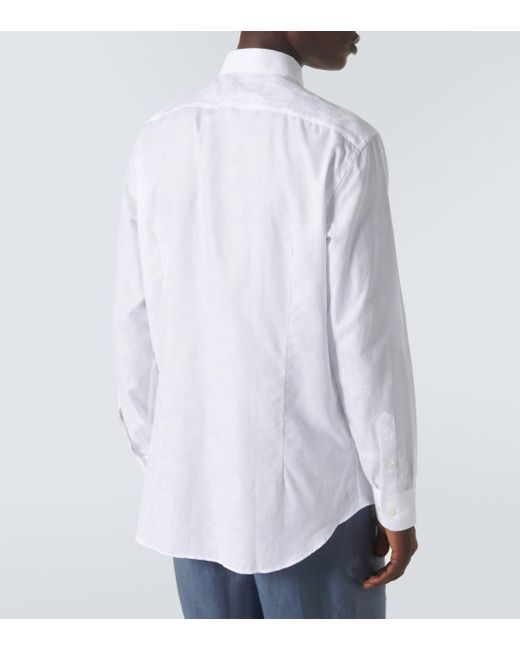 Etro White Paisley Jacquard Cotton Shirt for men