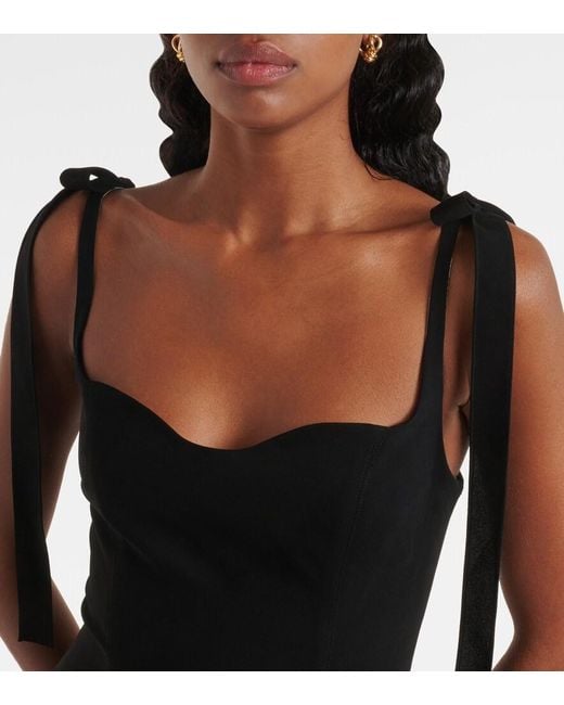 Marmar Halim Black Silk-Blend Crepe Gown
