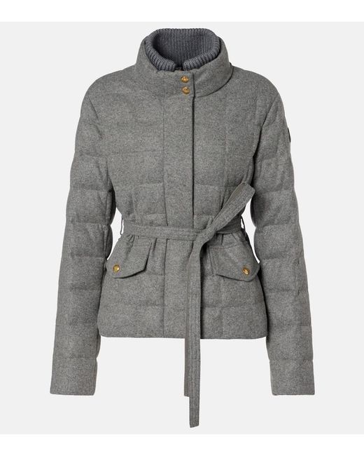 Moncler Gray Belted Quilted Down Jacket