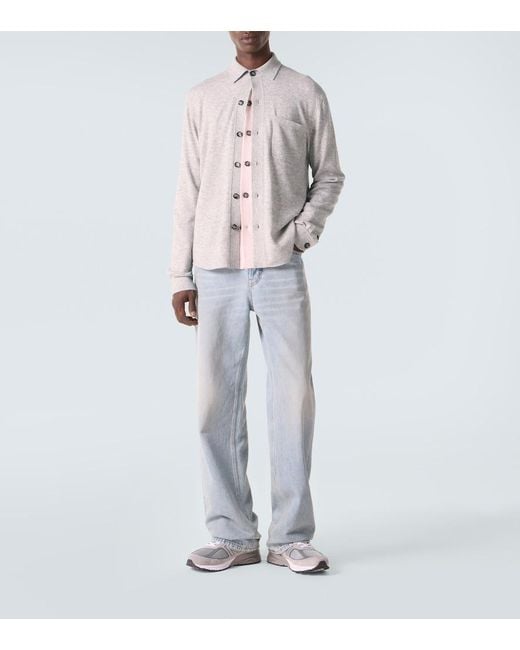 Allude Gray Cotton And Cashmere Overshirt for men