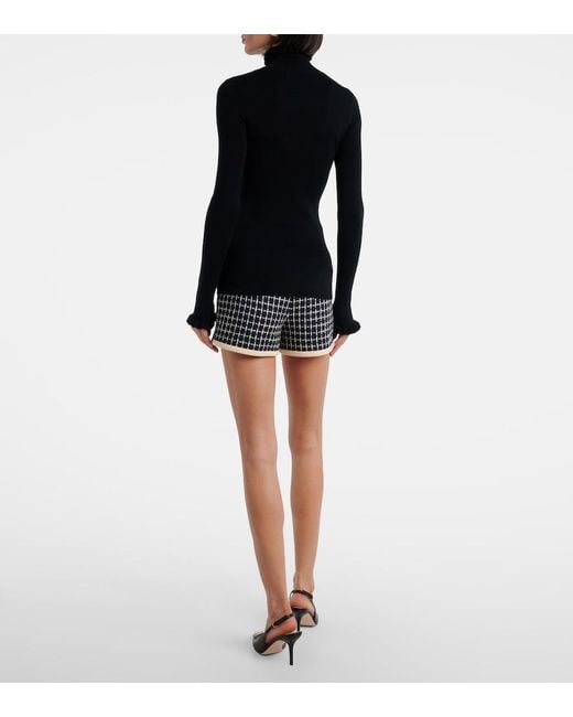 Valentino Black Ruffled Virgin Wool Sweater