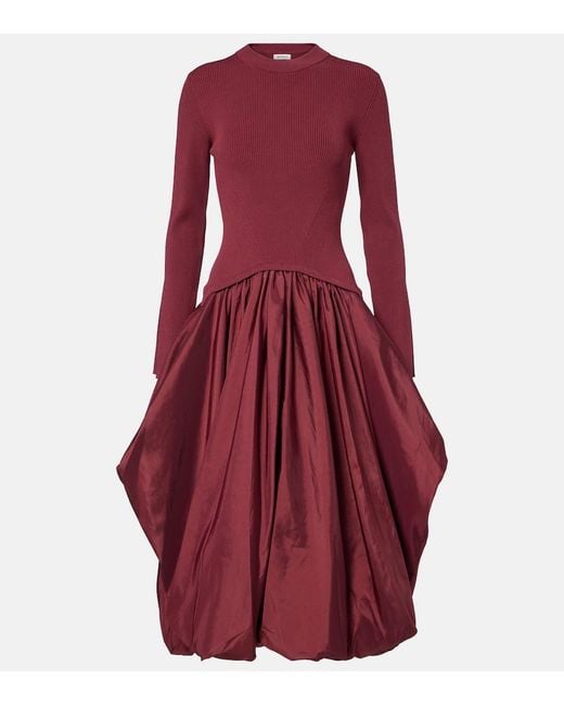 Jonathan Simkhai Red Kenlie Knitted Taffetta Midi Dress