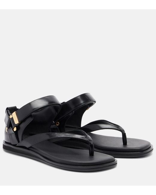 Sacai Black Leather Thong Sandals
