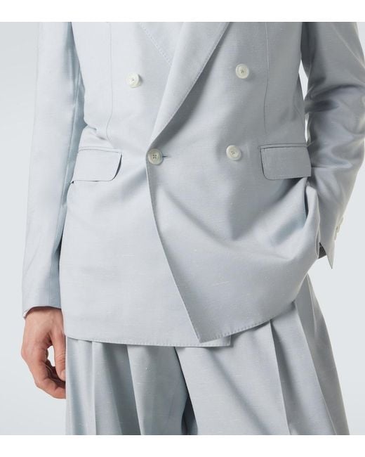 Dolce & Gabbana Blue Double-Breasted Blazer for men