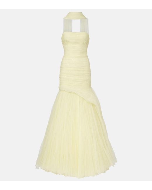 Marmar Halim Yellow Tulle Bustier Gown