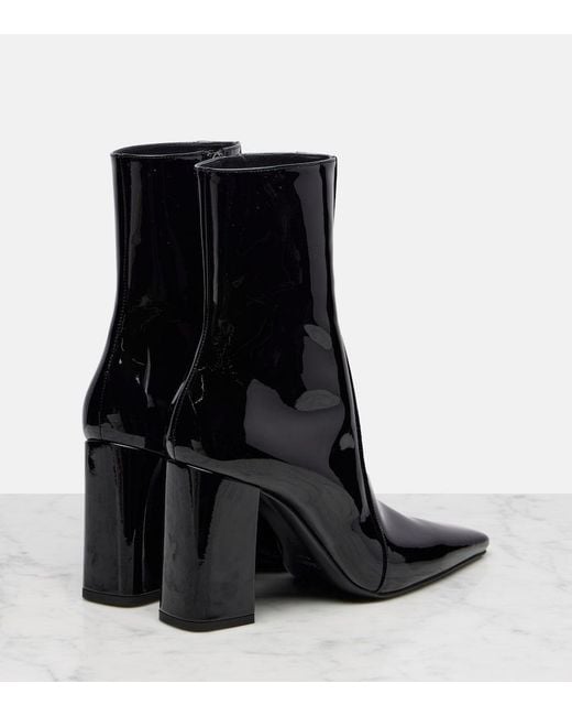 Saint Laurent Black Rainer 90 Patent Leather Ankle Boots