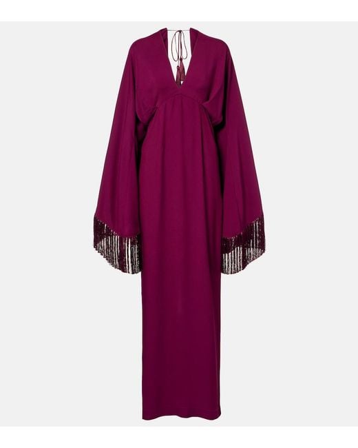‎Taller Marmo Purple Magnifique Fringed Gown