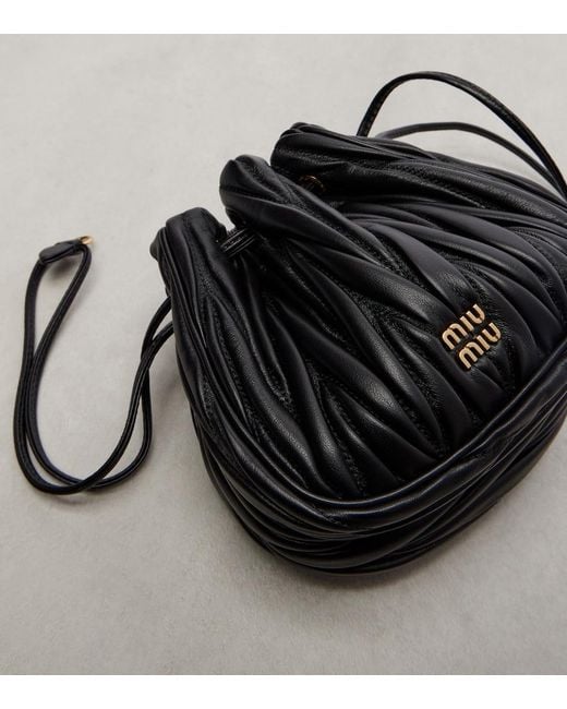 Miu Miu Black Matelasse Leather Bucket Bag