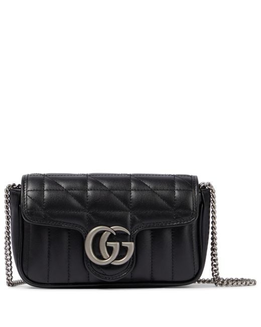 Gucci Black GG Marmont Super Mini Leather Shoulder Bag