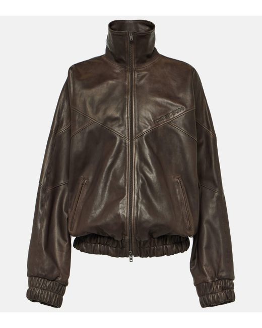 Acne Brown Letty Leather Bomber Jacket