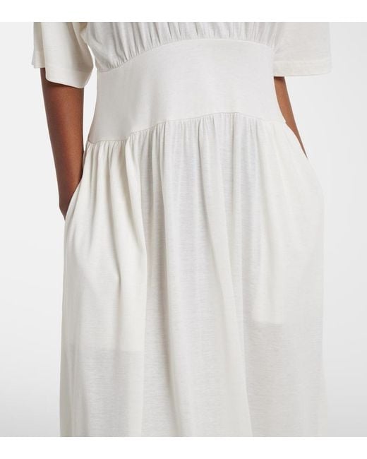 Totême White Cotton And Silk Jersey Midi Dress