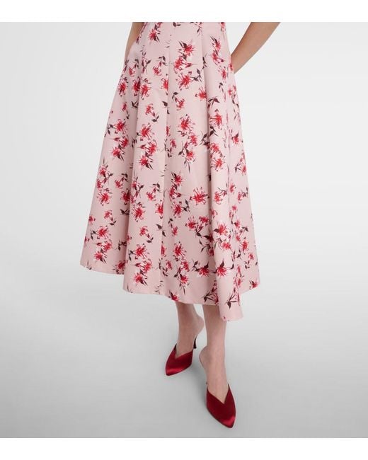 Emilia Wickstead Pink Mara Floral Faille Taffeta Midi Dress