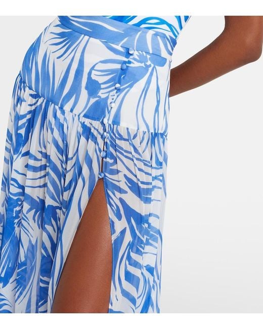 Alexandra Miro Blue Jaimee High-Rise Printed Maxi Skirt
