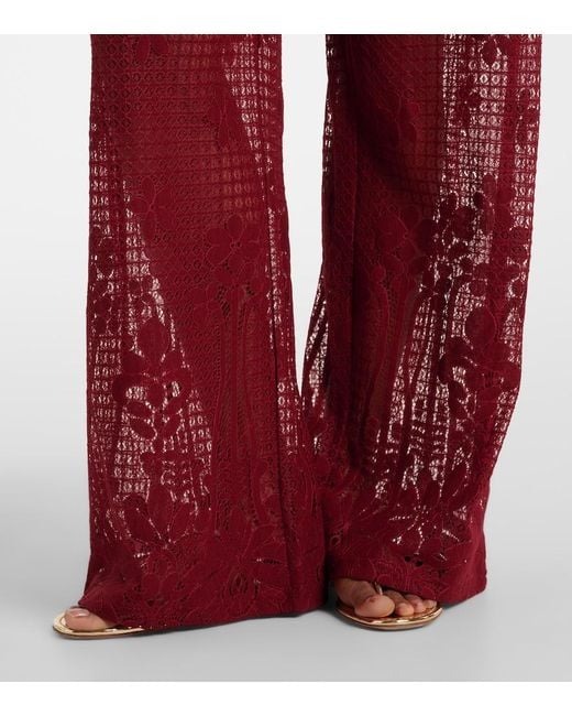 Melissa Odabash Red Viv Cotton-Blend Lace Jumpsuit