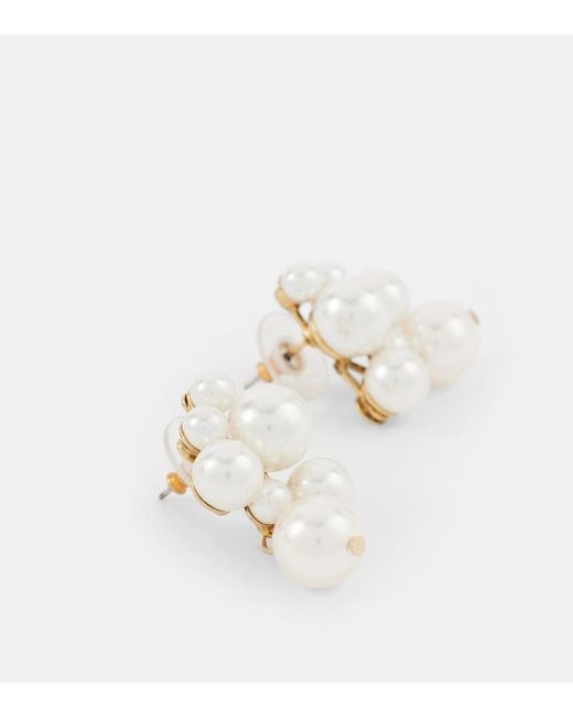Jennifer Behr Natural Glass Pearl Embellished Earrings