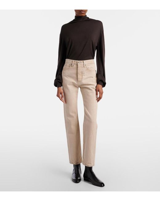 Khaite Natural Finley Cropped Straight Jeans