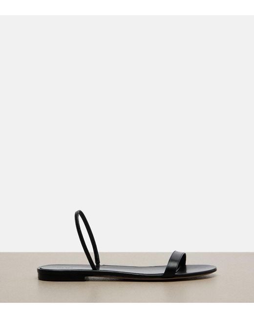 The Row Black Ella Leather Sandals