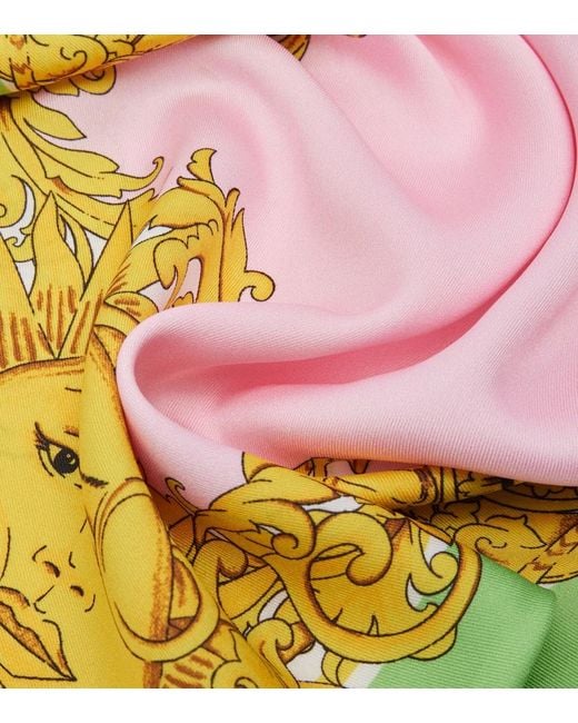 Versace Green Printed Silk Twill Scarf