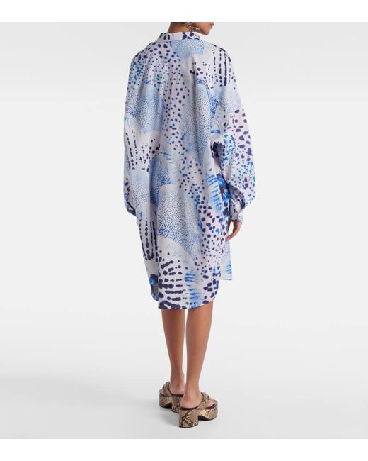 Dries Van Noten Blue Printed Cotton Voile Shirt