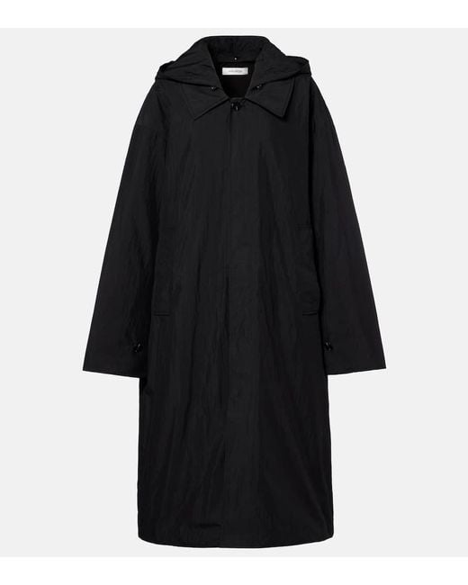AYA MUSE Black Hooded Cotton-Blend Coat