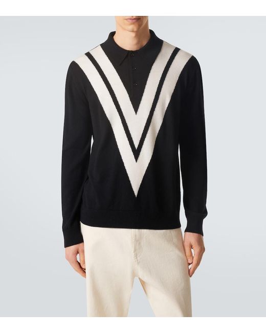 Valentino Blue Virgin Wool Polo Sweater for men