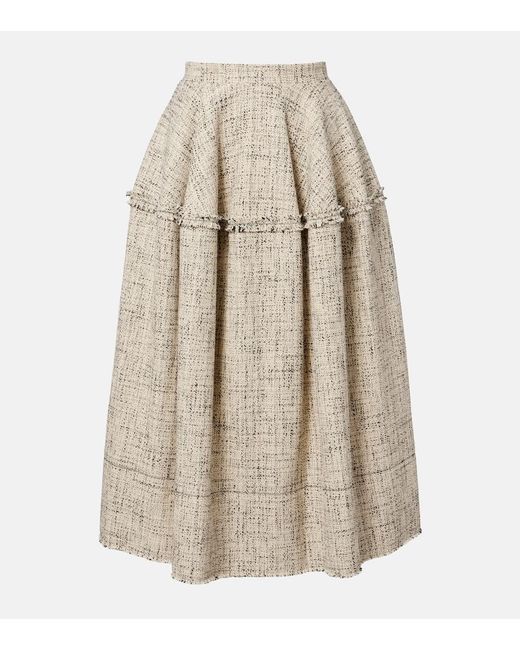 Erdem Natural Cotton-Blend Tweed Midi Skirt