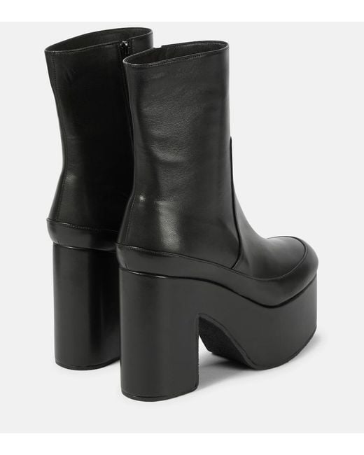 Dries Van Noten Black Leather Platform Ankle Boots