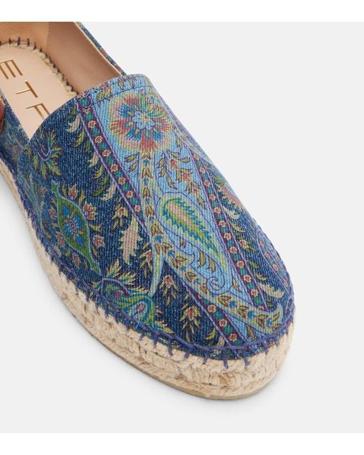 Etro Blue Printed Canvas Espadrilles