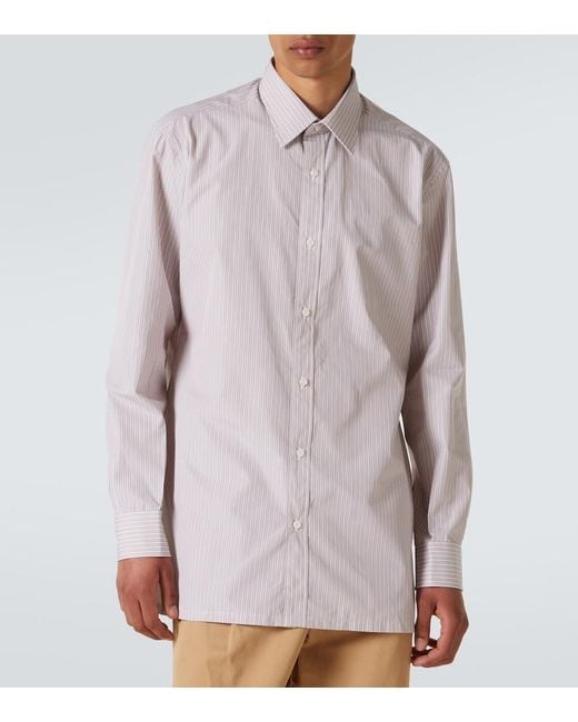 Charvet Pink Striped Cotton Poplin Shirt for men