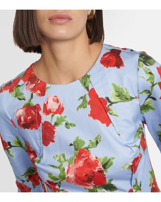 Robe Imprimee En Coton Melange Carolina Herrera en coloris Red