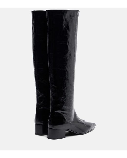 Khaite Black Andee 40 Leather Knee-High Boots