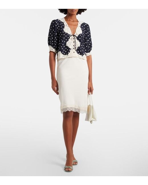 Rixo Blue Ursula Polka-Dot Crepe De Chine Top