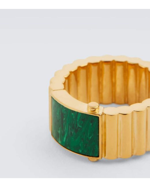 Bottega Veneta Ring aus Sterlingsilber, 18kt vergoldet, mit Malachit in Green für Herren